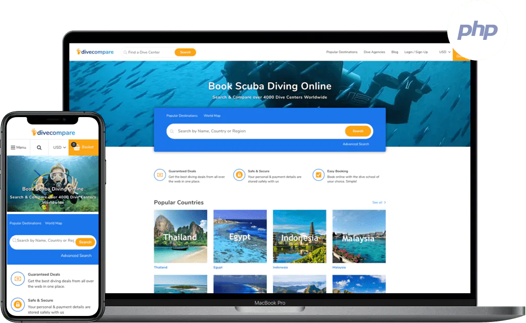 Website developed using php framework