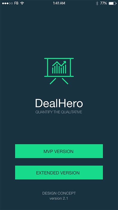 Dealhero app main page - interview management App