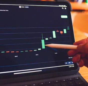 A graph showing on laptop screen